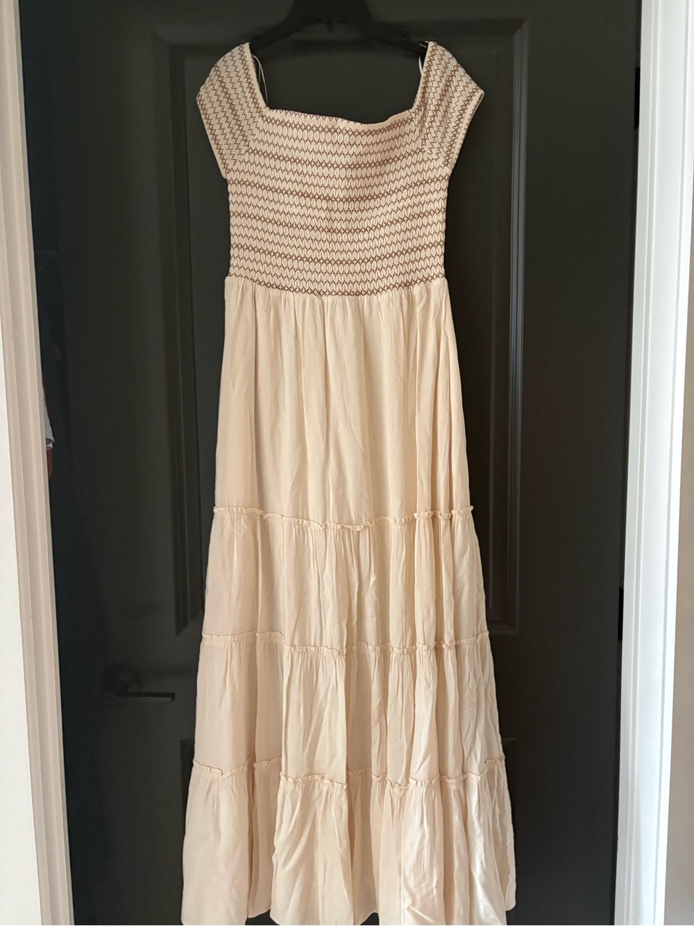 Lucy Paris Cream Smocked Maxi Dress